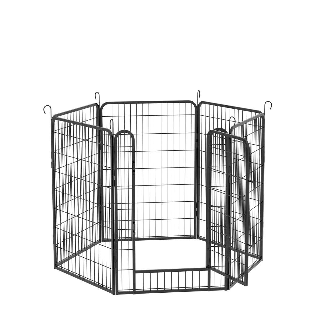 6 Panels Heavy Duty Metal Playpen With Door,39.37"H Dog Fence Pet Exercise Pen For Outdoor, Indoor Black Metal