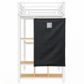 Twin Size Metal Loft Bed With Built In Wardrobe, Desk And Shelves, Black Expected Arrival Time: 9.3 Box Spring Not Required Twin White Metal Mdf Metal