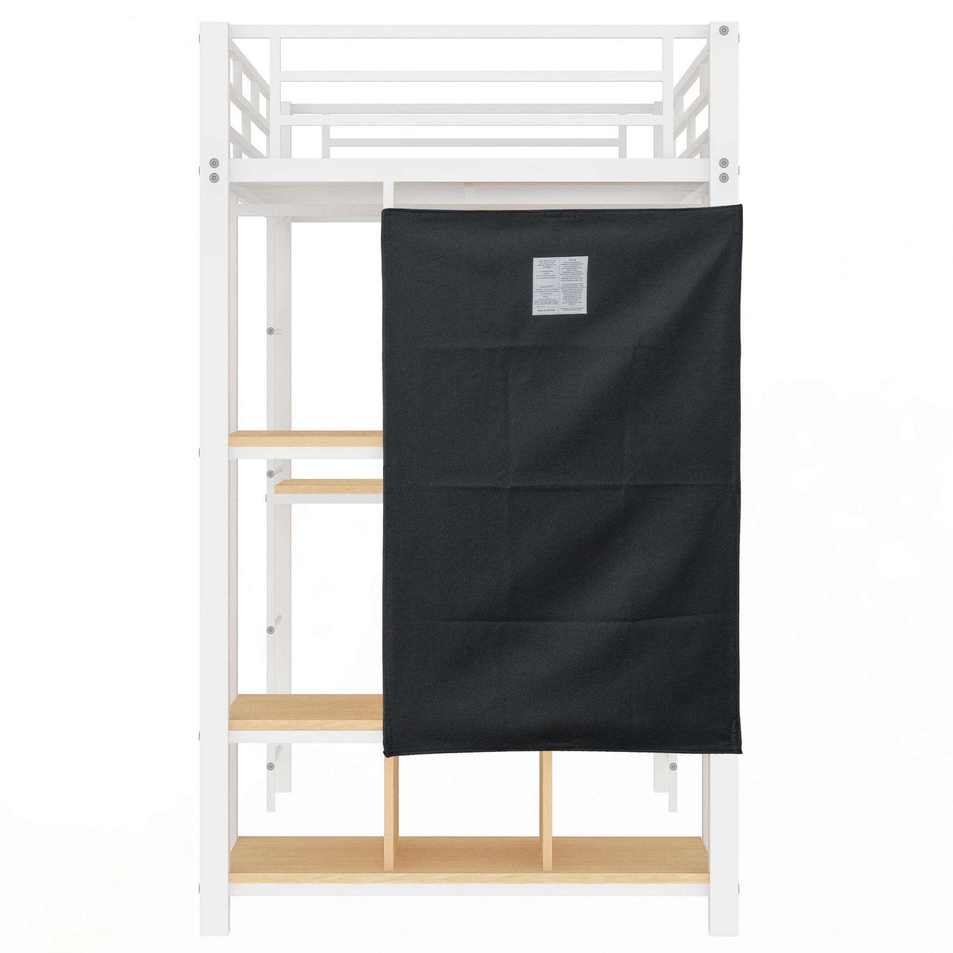 Twin Size Metal Loft Bed With Built In Wardrobe, Desk And Shelves, Black Expected Arrival Time: 9.3 Box Spring Not Required Twin White Metal Mdf Metal