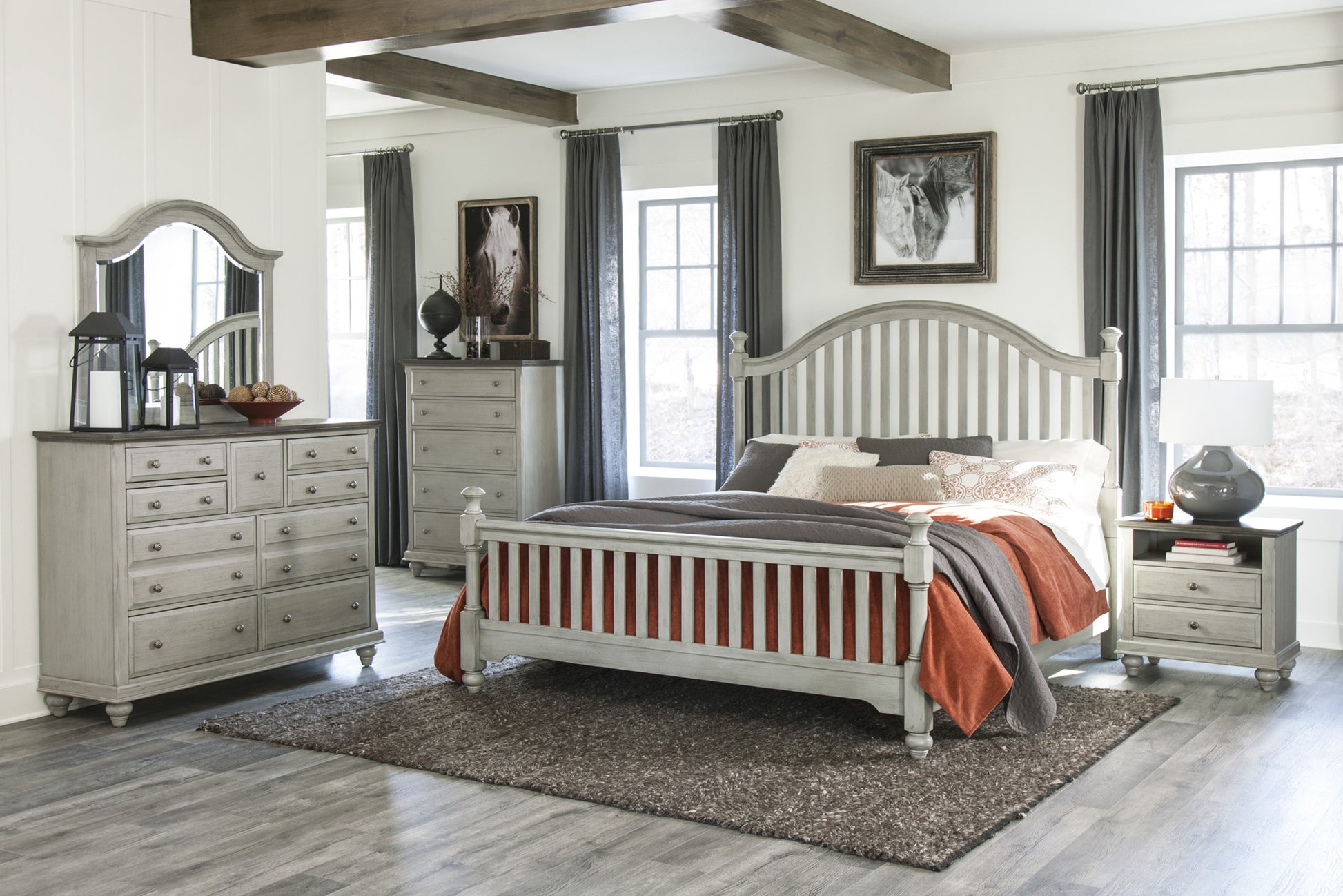 Classic Light Gray Finish 1Pc Dresser Of 9X Drawers Dark Brown Top Modern Farmhouse Design Bedroom Furniture Brown Light Gray Bedroom Classic,Farmhouse,Modern Wood