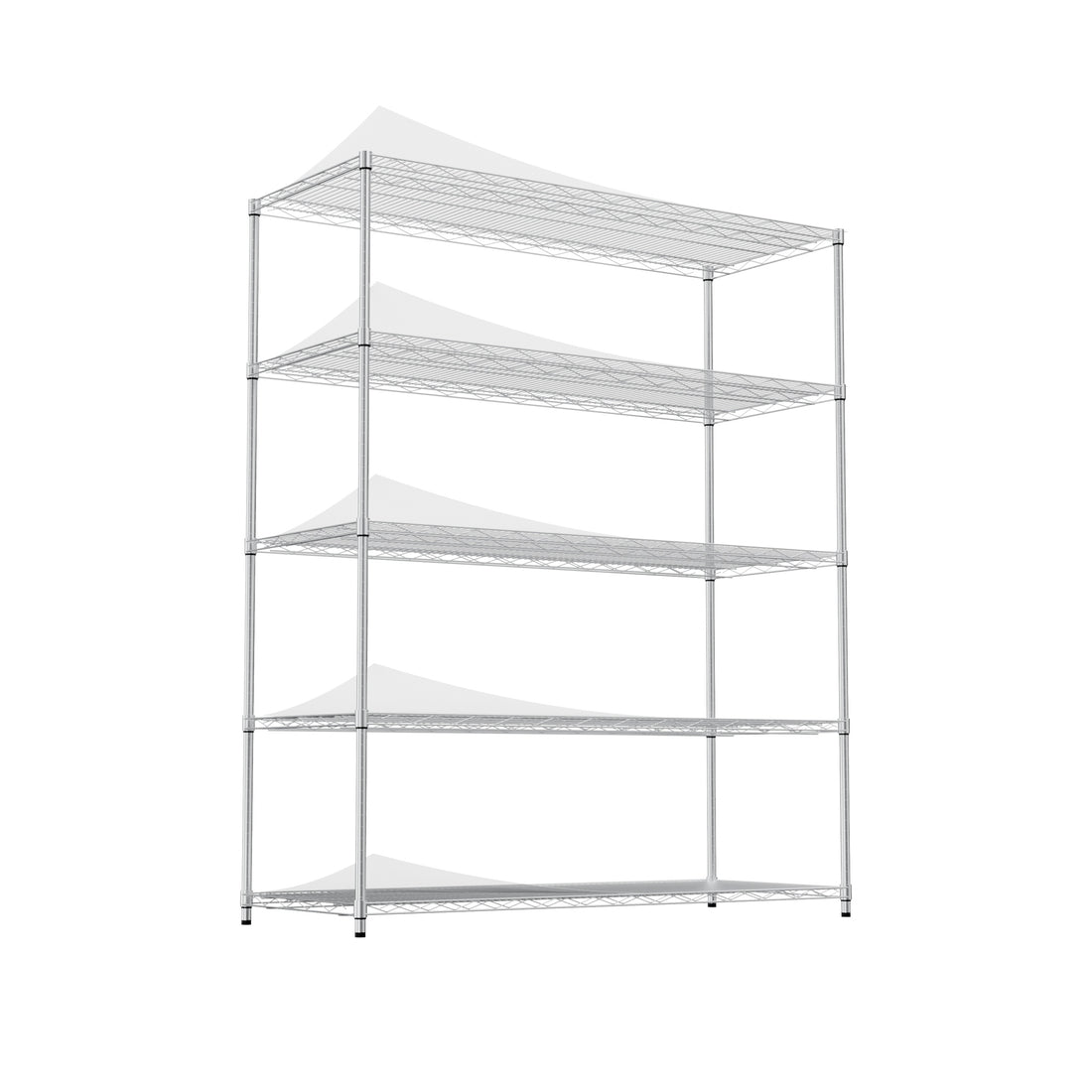 5 Tier Heavy Duty Adjustable Shelving And Racking, 300 Lbs. Per Wire Shelf, With Wheels, Adjustable Feet And Shelf Liners, For Warehouses, Supermarkets, Kitchens, Etc. 59.45 "L 24.02 "W 71.65 "H Silver Steel