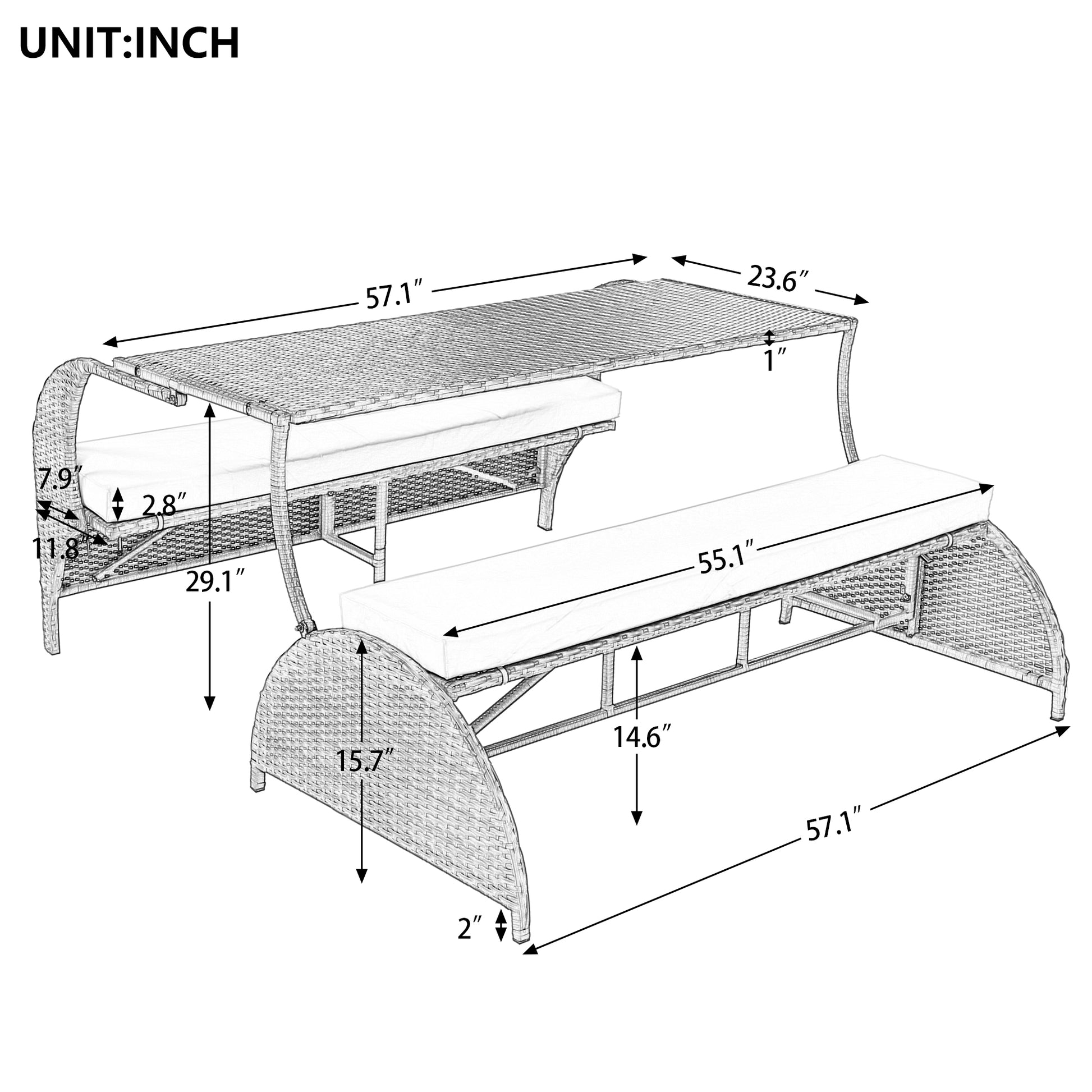 Versatile Outdoor Seat That Converts To Four Seats And A Table, Suitable For Gardens And Lawns Beige Hdpe