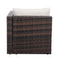Patio Furniture, Outdoor Furniture, Seasonal Pe Wicker Furniture, 5 Set Wicker Furniture With Tempered Glass Coffee Table Brown Seats 4 Pe Rattan Iron Waterproof Fabric