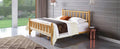 Farmhouse Log Bed Frame King Rustic Style Pure Solid Pine Cylinder Construction Bed Fits Mattresses And Box Springs, Natural Finish King Natural Pine