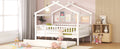 Full Size Wooden House Bed With Twin Size Trundle, White Full White Solid Wood Mdf