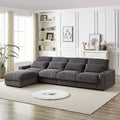 128 Inch Corduroy With Cup Holder Super Large L Shaped Sofa, Movable Footrest, Four Waist Pillows And Four Back Cushion, With Usb Port And T Pyce Port Grey Corduroy 4 Seat