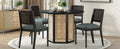5 Piece Rattan Round Dining Table Set, Wood Table With Hexagonal Base And Upholstered Chairs For Dining Room, Kitchen,Indoor Use, Black Gray Wood Dining Room Solid Wood Rubberwood Round Dining Table With Chair Wood Wood Black Seats 4 Traditional Round