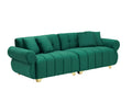 89 Inch Spring Wrapped Cushions, 3 Flannelette Sofas, Stylish Metal Feet And 4 Throw Pillows Make For A Modern Living Room Bedroom Green Velvet 3 Seat