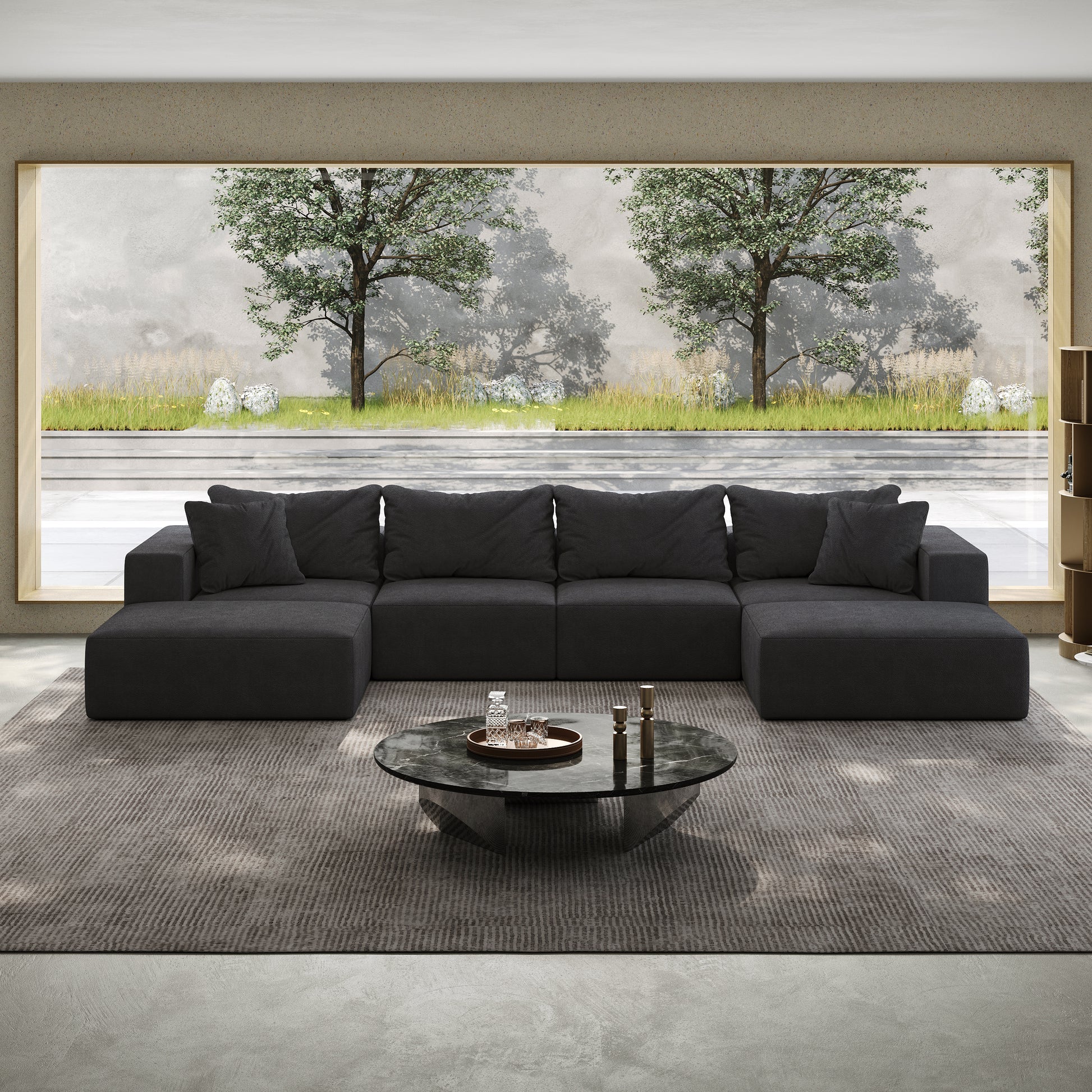 Oversized Sponge Cloud Sofa,Modern Upholstered Sectional Sofa Couch Set,Modular 162" L Shaped Sectional Living Room Sofa Set With 6 Pillows,Free Combination Sofa Couch For Living Room,Bedroom Grey Foam Chenille 6 Seat