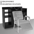 Shampoo Backwash Station For Salons,Salon Station With Shampoo Bowl & Storage Layer, Drawer,10V Outlets, Usb Port, Faucet Sprayer, Salon Equipment For Spa Beauty Black Classic,Modern Abs Steel Q235