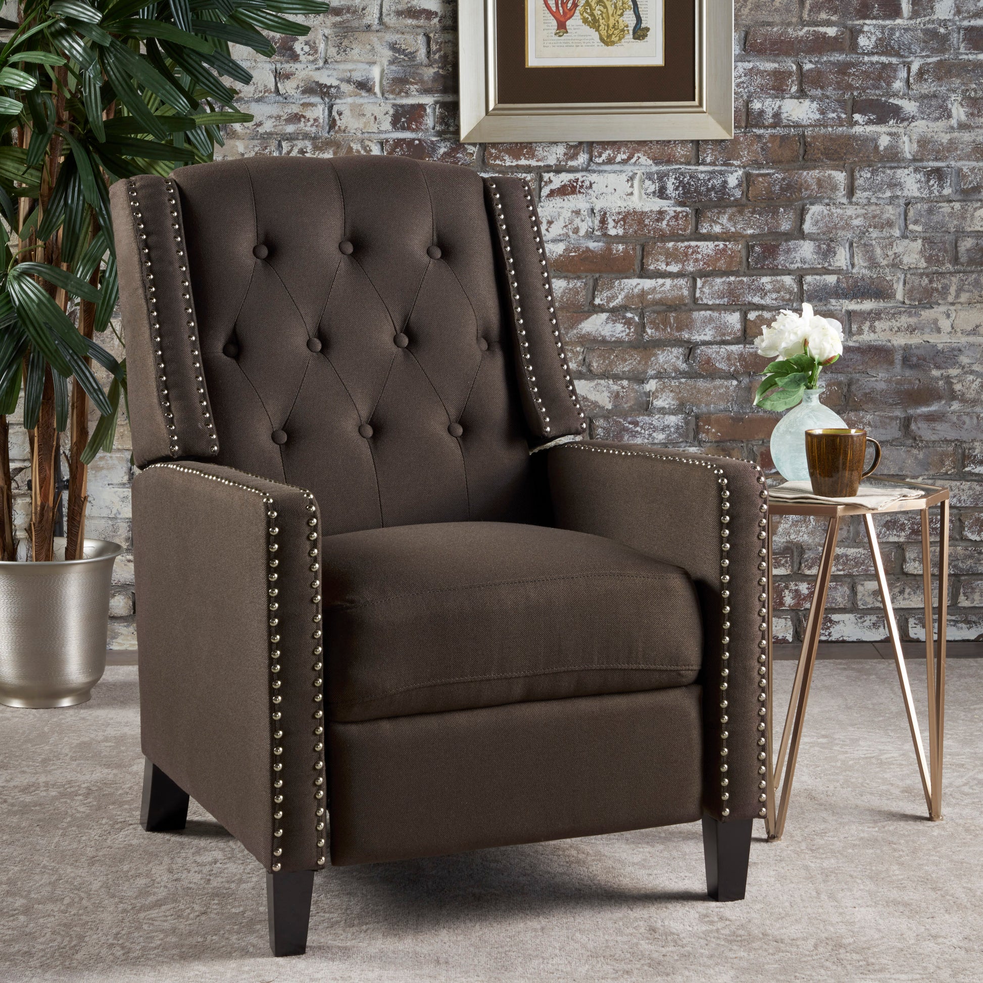 Classic Coffee Fabric Push Back Chair Coffee Fabric