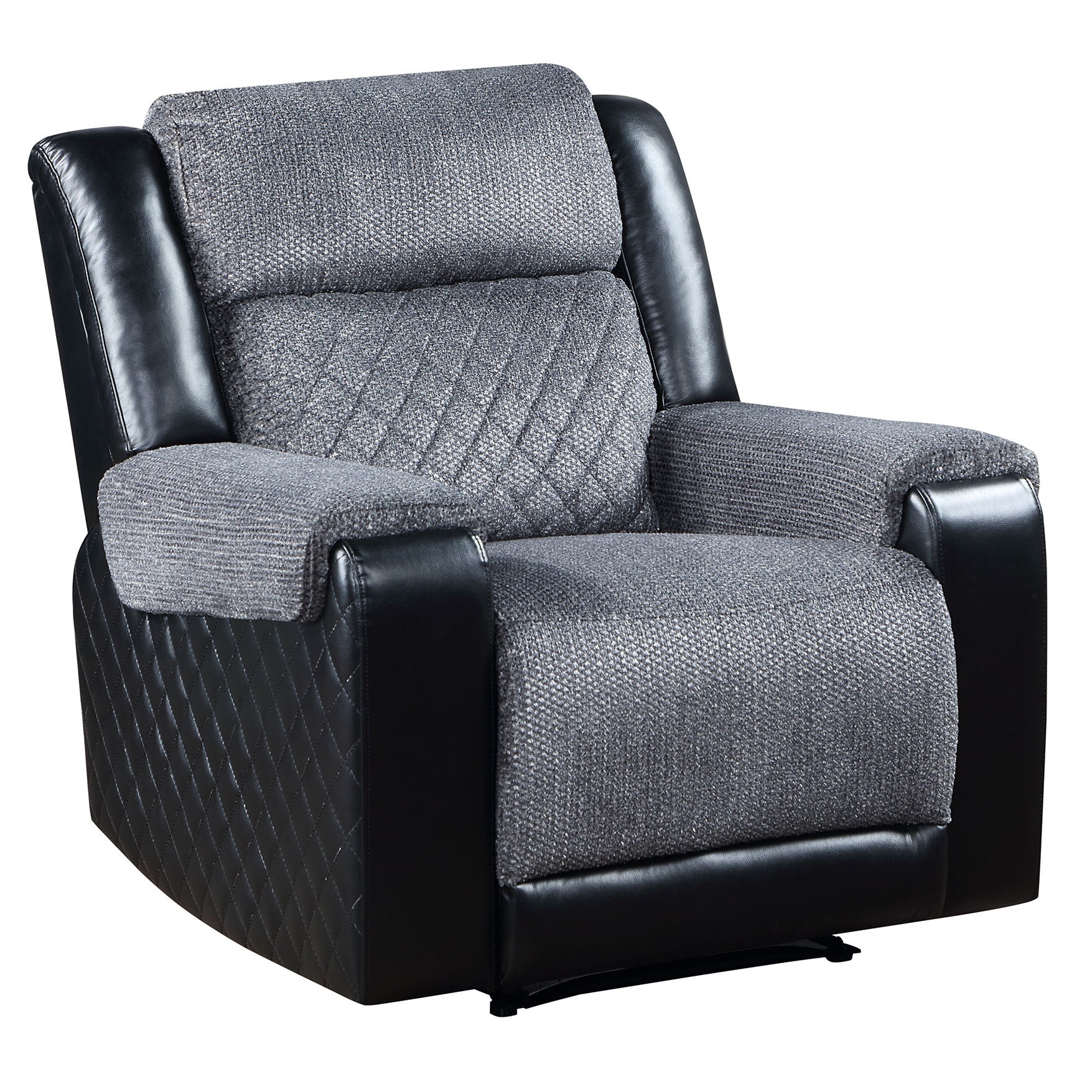 Alicia Grey Black Recliner Gray Fabric