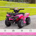 Aosom Kids Atv Four Wheeler Ride On Car, Motorized Quad, 6V Battery Powered Electric Quad With Songs For 18 36 Months, Pink Pink Iron Plastic