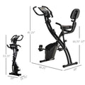 Soozier Folding Exercise Bike, 3 In 1 Recumbent Exercise Bike, Upright Workout Bike & Arm Resistance Bands, Adjustable Seat, 8 Level Magnetic Resistance, Black Black Steel