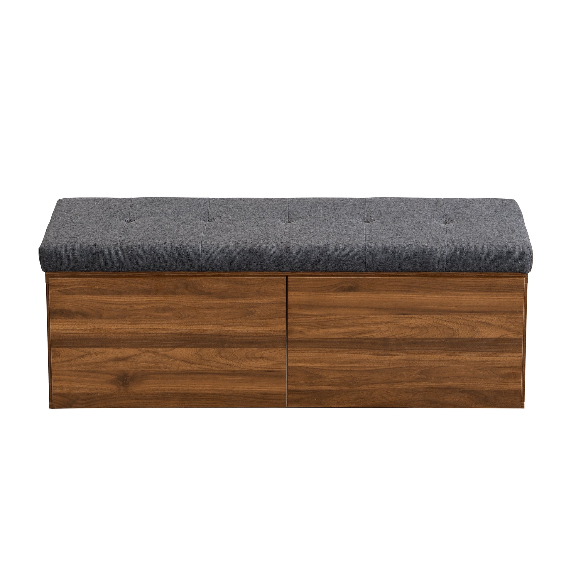 49" Shoe Storage Bench Entryway Shoe Cabinet Storage Ottoman With Padded Seat Cushion And Double Doors For Entryway, Hallway And Bedroom, Dark Grey Cushioned Dark Gray Linen Or Linen Blend Solid