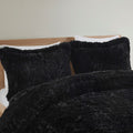 Shaggy Long Fur Comforter Mini Set Twin Black Polyester