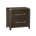 Dark Brown Finish 1Pc 2 Drawers Nightstand Mottled Silver Tone Bar Pulls Modern Transitional Bedroom Furniture Dark Brown 2 Drawers Bedroom Modern,Transitional Engineered Wood,Wood