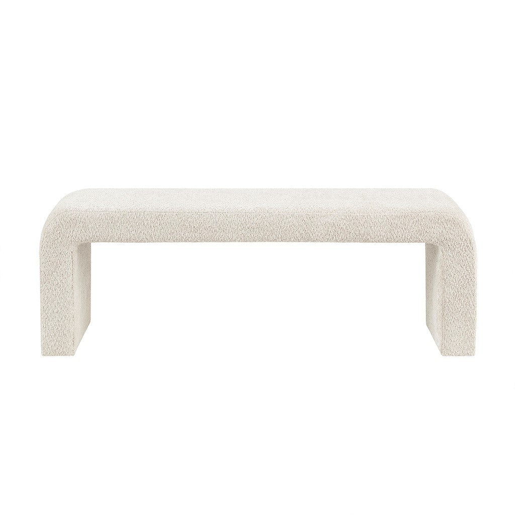 Boucle Waterfall Bench Cream Wood Fabric