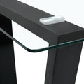 Seating 6 8 People, This Modern, Minimalist Rectangular Dining Table Features A Tempered Glass Top And A Sleek Black Mdf Stand. Suitable For Kitchen, Dining Room, Living Room, Meeting Room Transparent Mdf Glass