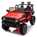 24V Two Seater Kids Ride On Truck Car W Parents Control,200W*2,Seat Width 20.28In,Four Wheel Suspension,Led Lights,Music,Mp3,Bluetooth,Two Independent Seat Belts,Suitable For Off Road For Kids Aged 3 Red 100 149 Lbs Polypropylene