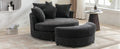 Orisfur. 360 Swivel Accent Barrel Chair With Storage Ottoman & 4 Pillows, Modern Chenille Leisure Chair Round Accent For Living Room, Gray Gray Foam Chenille