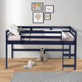 Lara Navy Blue Finish Twin Loft Bed Navy Blue Wood