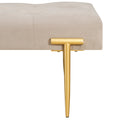 48'' Modern Ottoman Bench Velvet Bench Upholstered Footrest With Gold Metal Legs And Padded Seat For Bedroom Living Room Entryway Beige Gold Velvet Metal Bedroom Soft Beige Metal Rectangle Velvet Metal