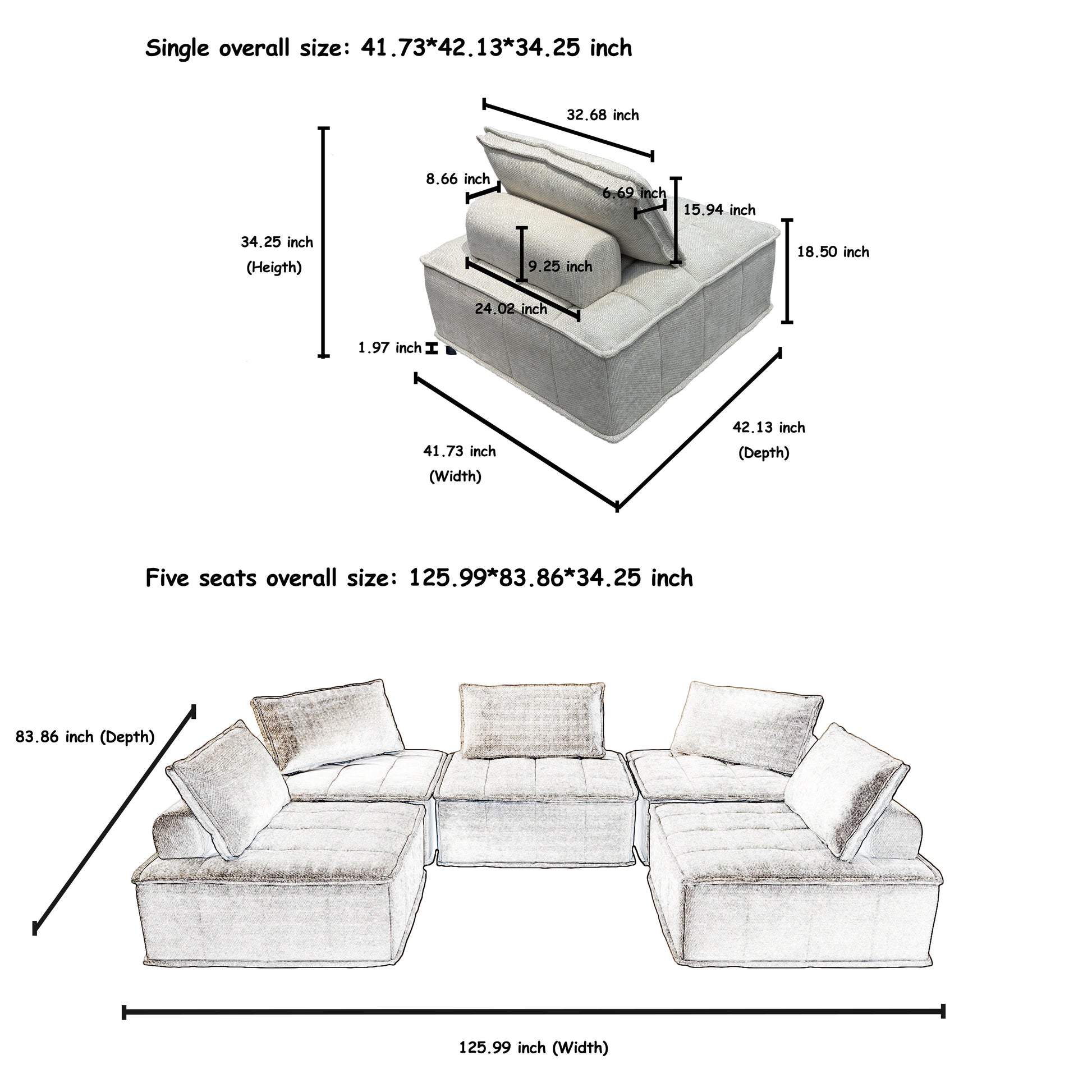 Modern Modular L Shaped Chenille Sofa With Movable Cushions, Hidden Legs, And Spring Cushions Customizable For Living Room And Multiple Spaces Beige Color Beige Chenille 5 Seat