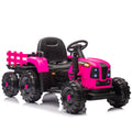 Ride On Tractor With Trailer,24V 400W Powered Electric Tractor Toy W Remote Control,Electric Car For Kids,Three Speed Adjustable,Power Display, Usb,Mp3 ,Bluetooth,Led Light,Two Point Safety Belt. Rose Pink 50 99 Lbs Polypropylene