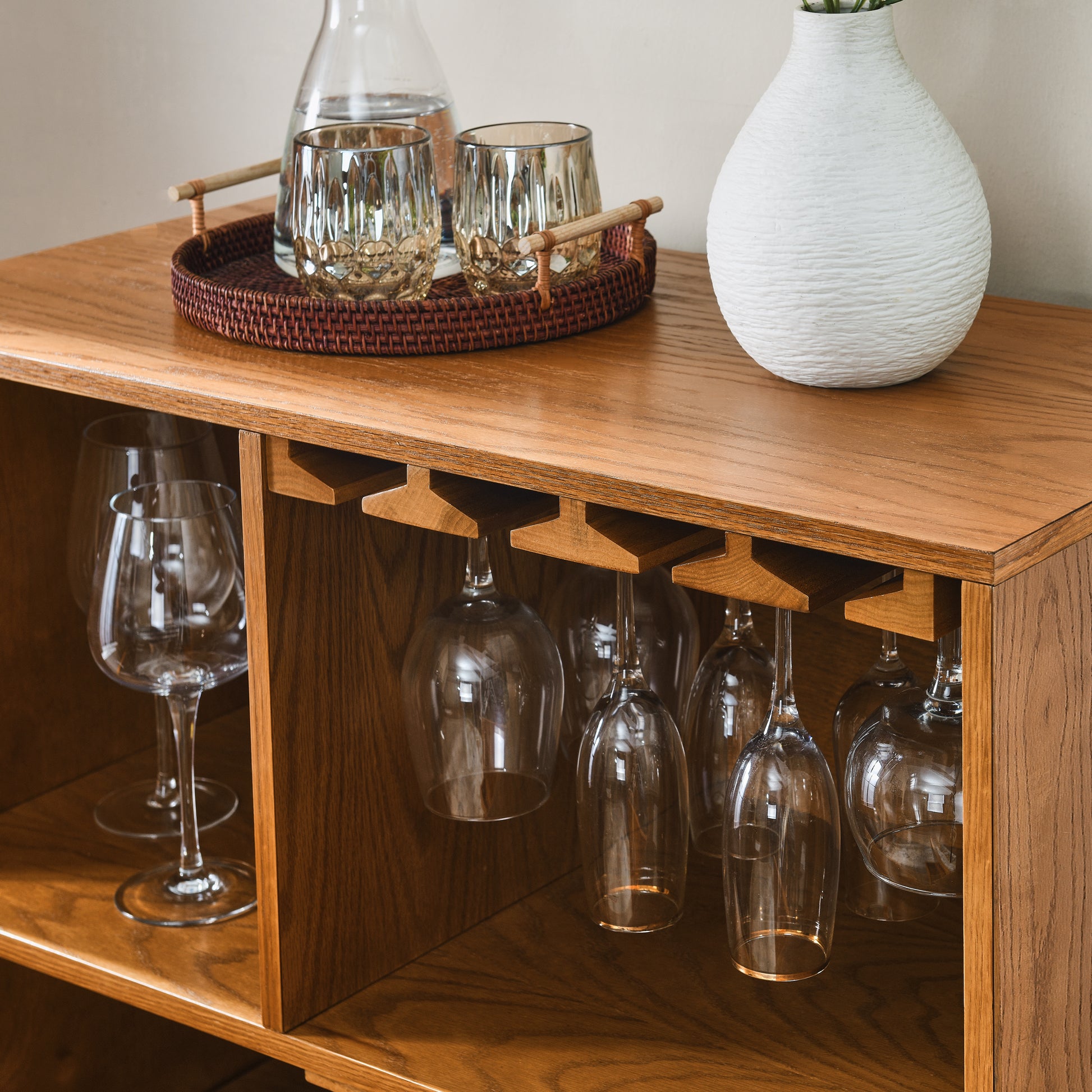 31.5" Liquor Cabinet With Wine Glass Holder & Wine Rack & Adjustable Shelf, Wine Cabinet, Kitchen Coffee Bar Cabinet, Rustic Sideboard Buffet Cabinet With Storage For Home Farmhouse Dining Room Wood Mdf