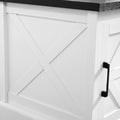 Farmhouse End Table Nightstand Rectangular Farmhouse End Table With Barn Door And Adjustable Storage Shelf, Rustic Sofa Side Table For Living Room, Bedroom, White White Black Mdf