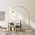 Ambient Arch Gold Brass Floor Lamp With Large Linen Shade Gold,White Table&Floor Lamps Brass,Linen