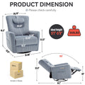 Blue Swivel And Rocker Power Recliner Chair With Lumbar And Neck Support Pillow, Heavy Duty Motion Mechanism With Usb And Type C Ports Blue Polyester Power Push Button Metal Primary Living Space Medium Firm Tight Back Heavy Duty American Design Pine