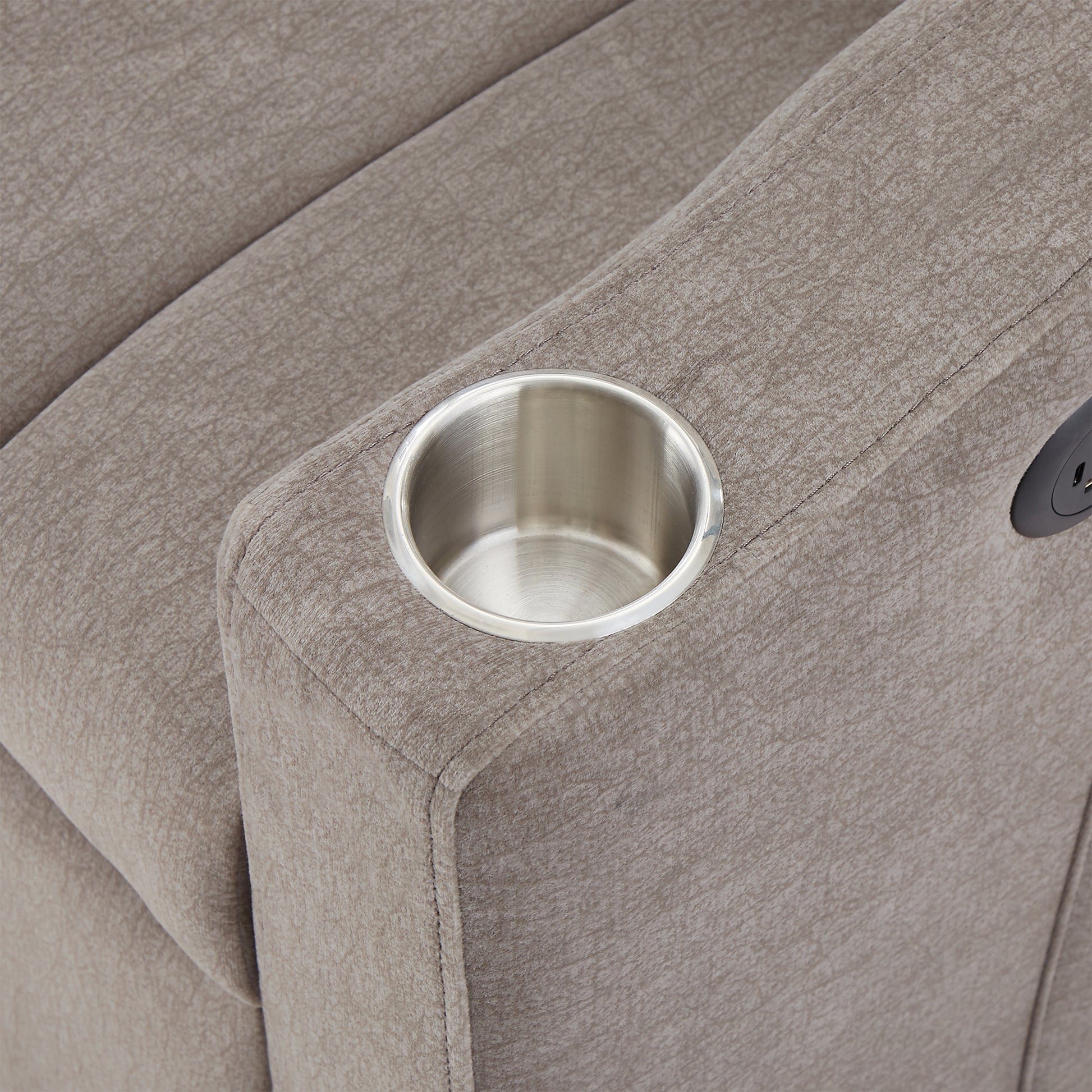 55.9" Convertible Sofa Bed Loveseat Sofa With Three Usb Ports, Two Side Pockets, Two Cup Holders And 360 Swivel Phone Holder For Living Room, Light Grey Light Grey Foam Polyester 2 Seat