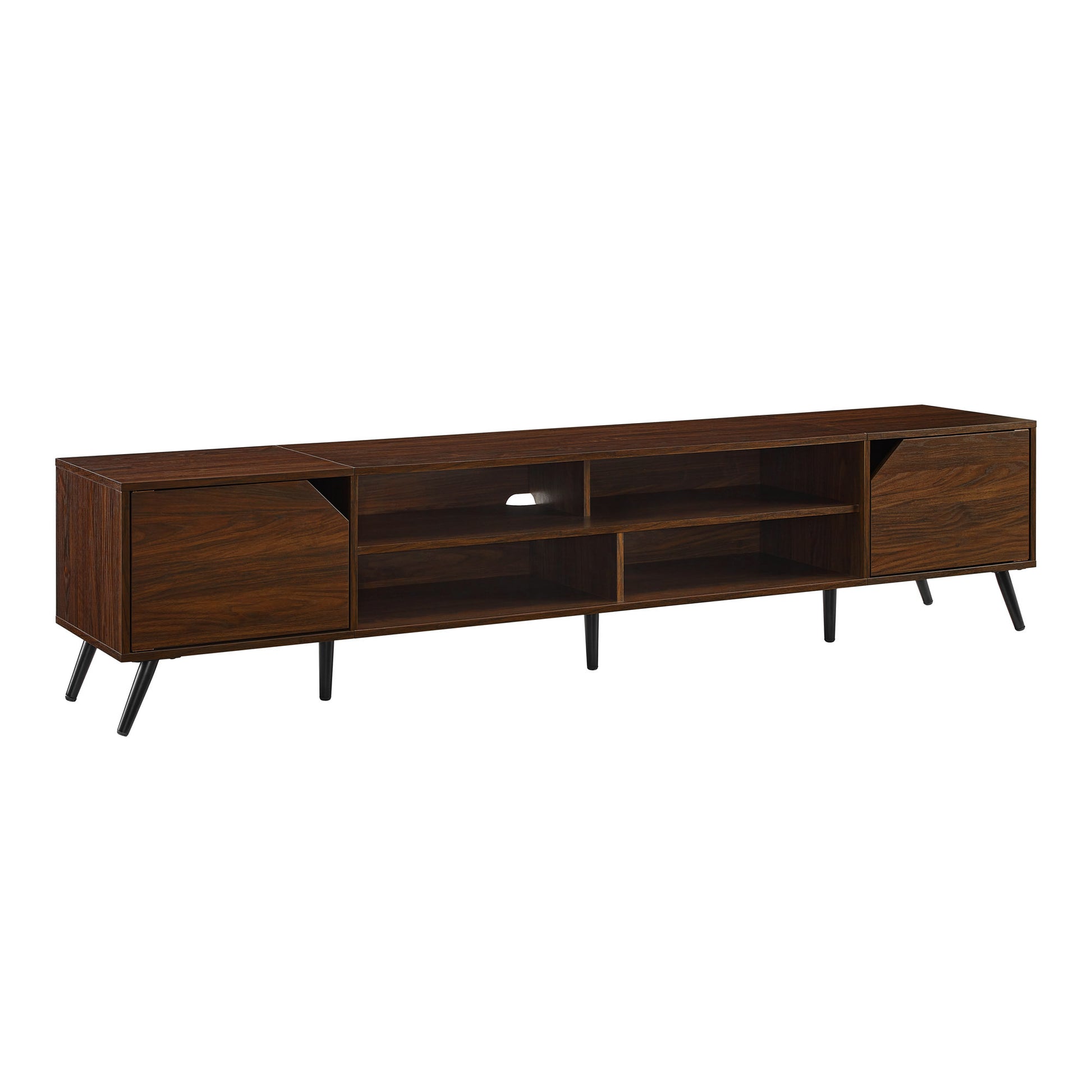 Contemporary 2 Door Minimalist Tv Stand For Tvs Up To 90 Inches Dark Walnut Dark Brown 90 Inches Or Larger Mdf Mdf