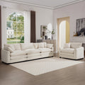Mid Century Modern Set Of 2 Sofas With One 3 Seater Sofa And One Single Accent Chair, Light Beige Corduroy Fabric Beige Corduroy 4 Seat