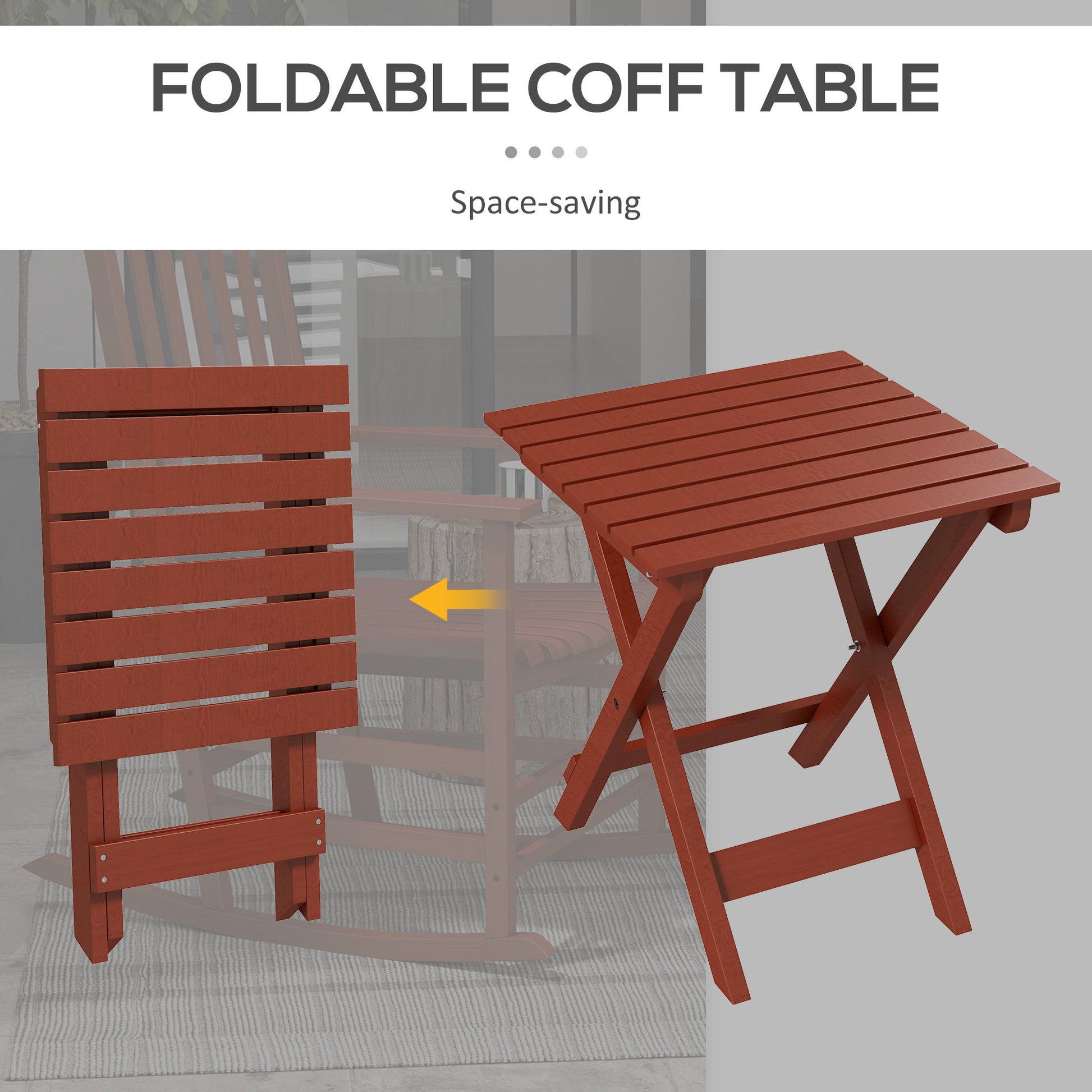 Outsunny Outdoor Rocking Chair Set Of 2 With Side Table, Patio Wooden Rocking Chair With Smooth Armrests, High Back For Garden, Balcony, Porch, Supports Up To 352 Lbs., Wine Red Red Wood