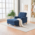 Modern Mid Century Indoor Oversized Chaise Lounger Comfort Sleeper Sofa With Soild Wood Legs Blue Foam 1 Seat