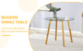 Modern Luxurious Round Tempered Glass Dining Table With Gold 7 Shaped Metal Legs,Suitable For Family Meals, Office Conferences, Or As A Casual Coffee Table For Various Occasions.36*36*29.5 Gold