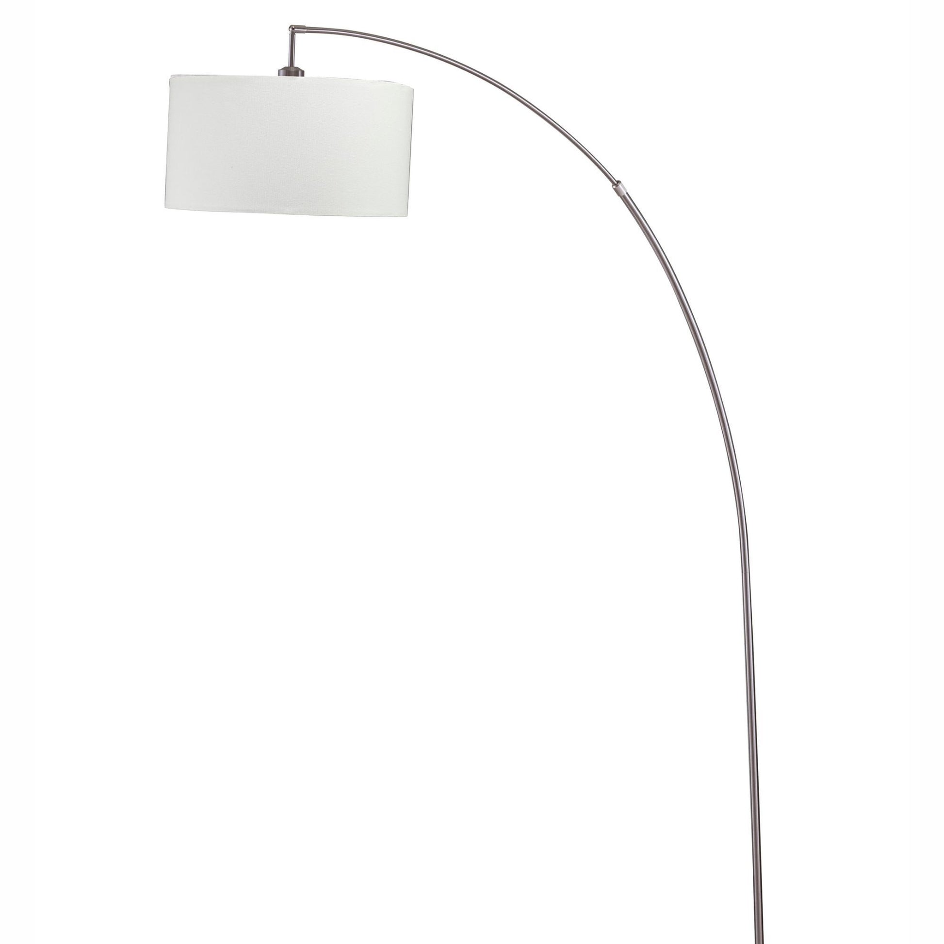 86" Tall Metal Floor Arc Lamp "Allegro", White And Brushed Silver Multicolor Metal