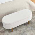 Ottoman Oval Storage Bench,Rubber Wood Leg,Beige 46.