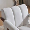Mid Century Modern Accent Chair With Solid Wood Frame, Upholstered Living Room Chairs With Thick Cushion, Comfy Tufted Arm Chair For Bedroom, Living Room, Velvet, Ivory Ivory White Velvet