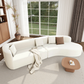 Modern Large 2 Piece Sectional Sofa With 3 Pillows,For Living Room, Bedroom Beige Polyester 2 Seat