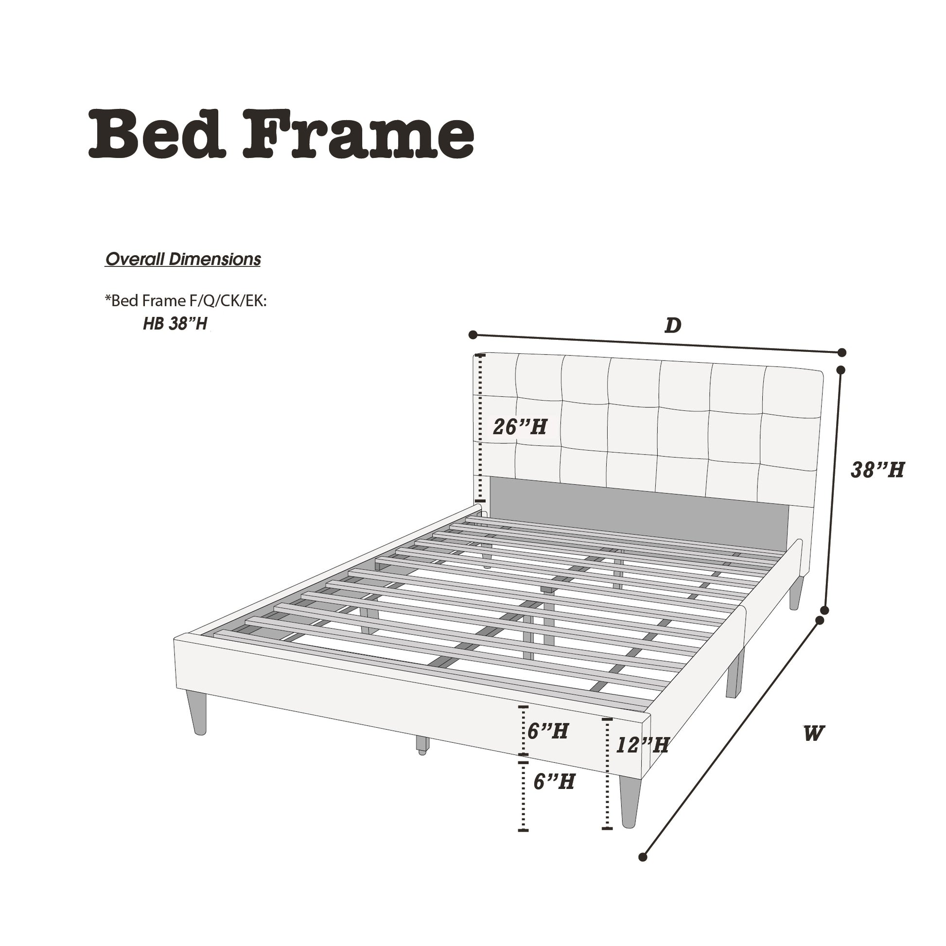 Contemporary 1Pc Queen Size Bed Grey Polyfiber Tufted Headboard Platform Bedframe Bedroom Furniture Box Spring Not Required Queen Grey,Light Gray Wood Bedroom Modern,Transitional Rubberwood Bed