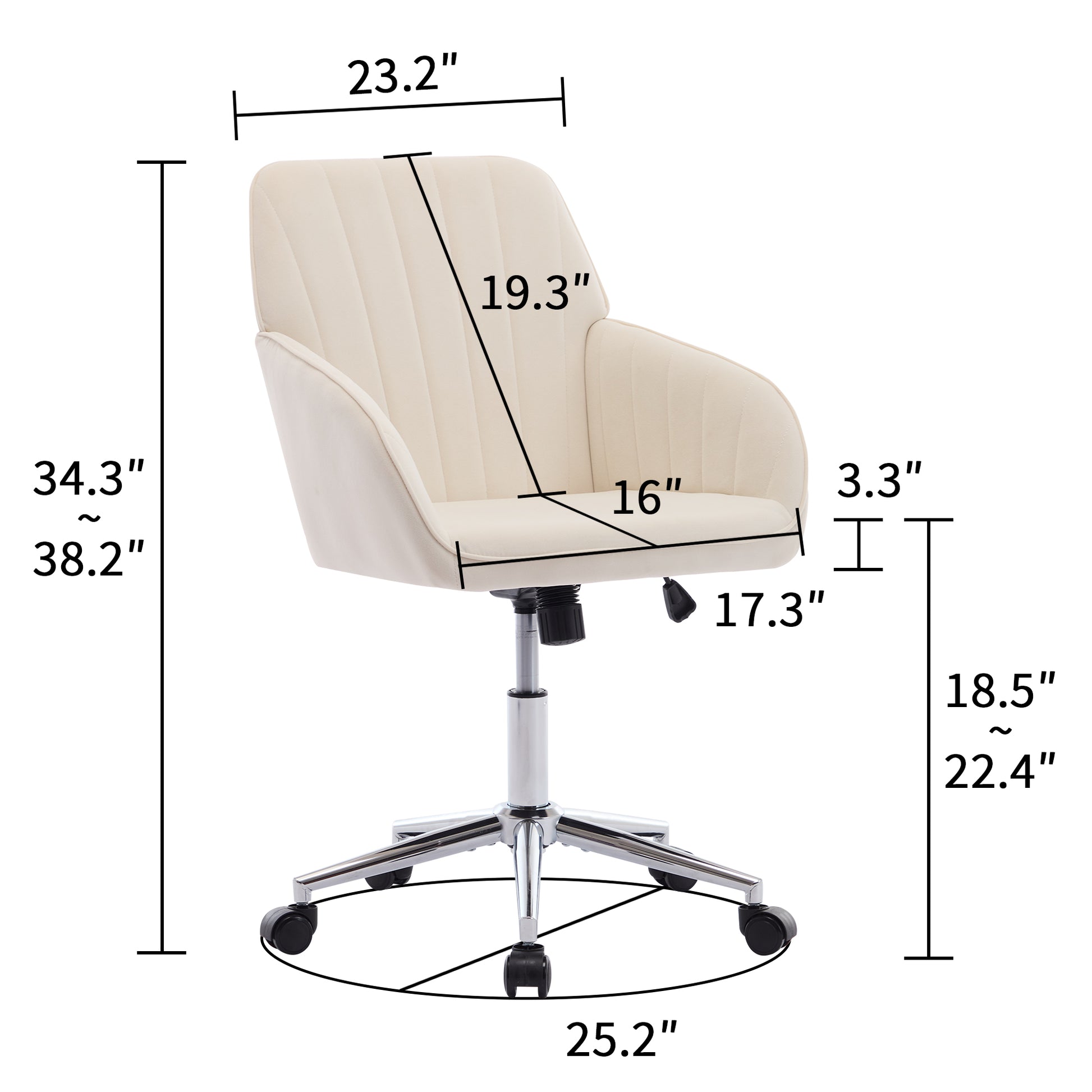 Ty Office Chair Beige Velvet