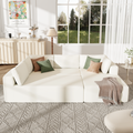 Modern Large Modular Sectional Sofa For Living Room, Bedroom, Salon, 3 Piece Free Combination Beige Polyester 3 Seat