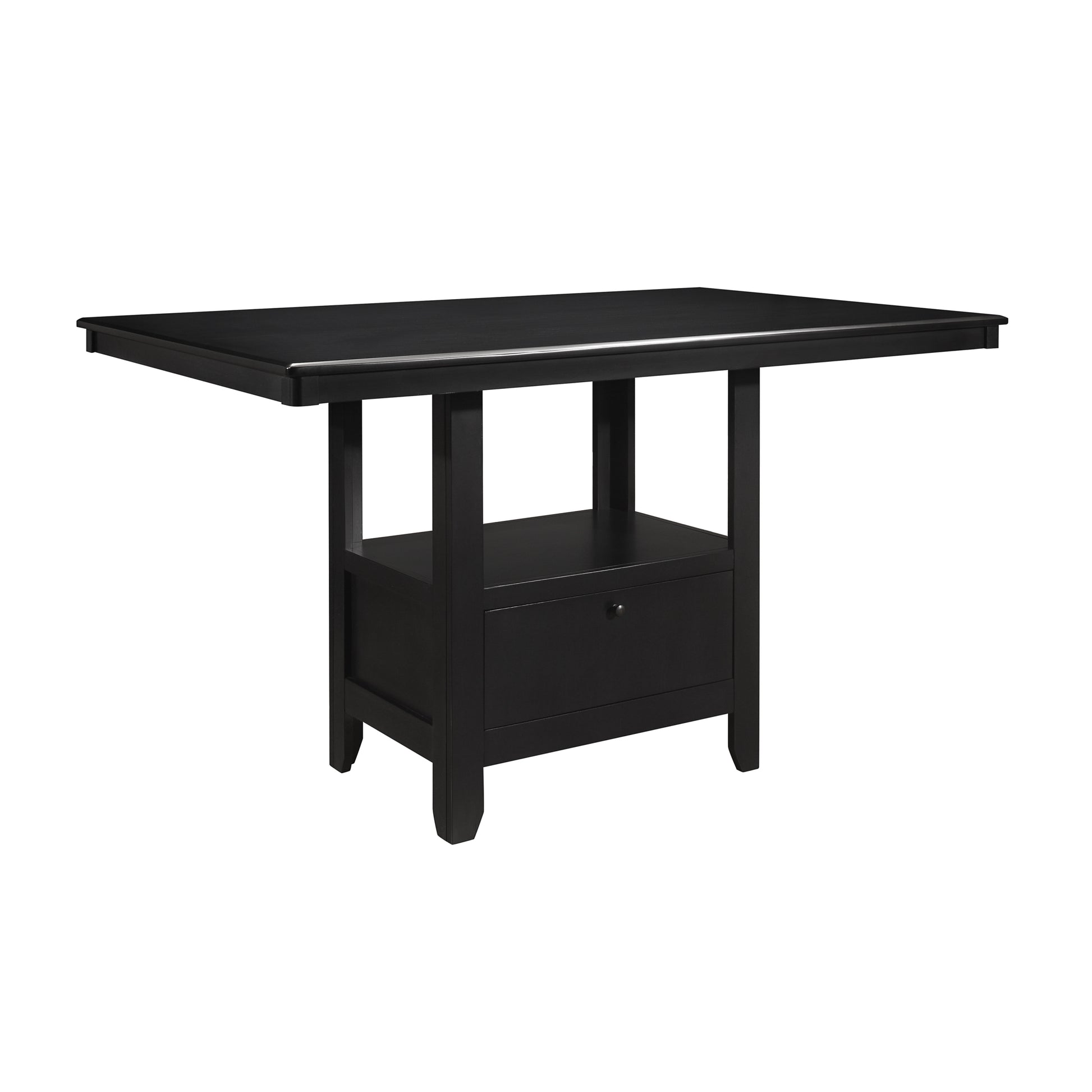 Charcoal Gray Finish 7Pc Dining Counter Height Table With Base Storage And 6 Counter Height Chairs Set Casual Style Dining Kitchen Wooden Furniture Wood Wood Charcoal Grey Seats 6 Wood Dining Room Casual Rectangular Dining Table With Chair Wood