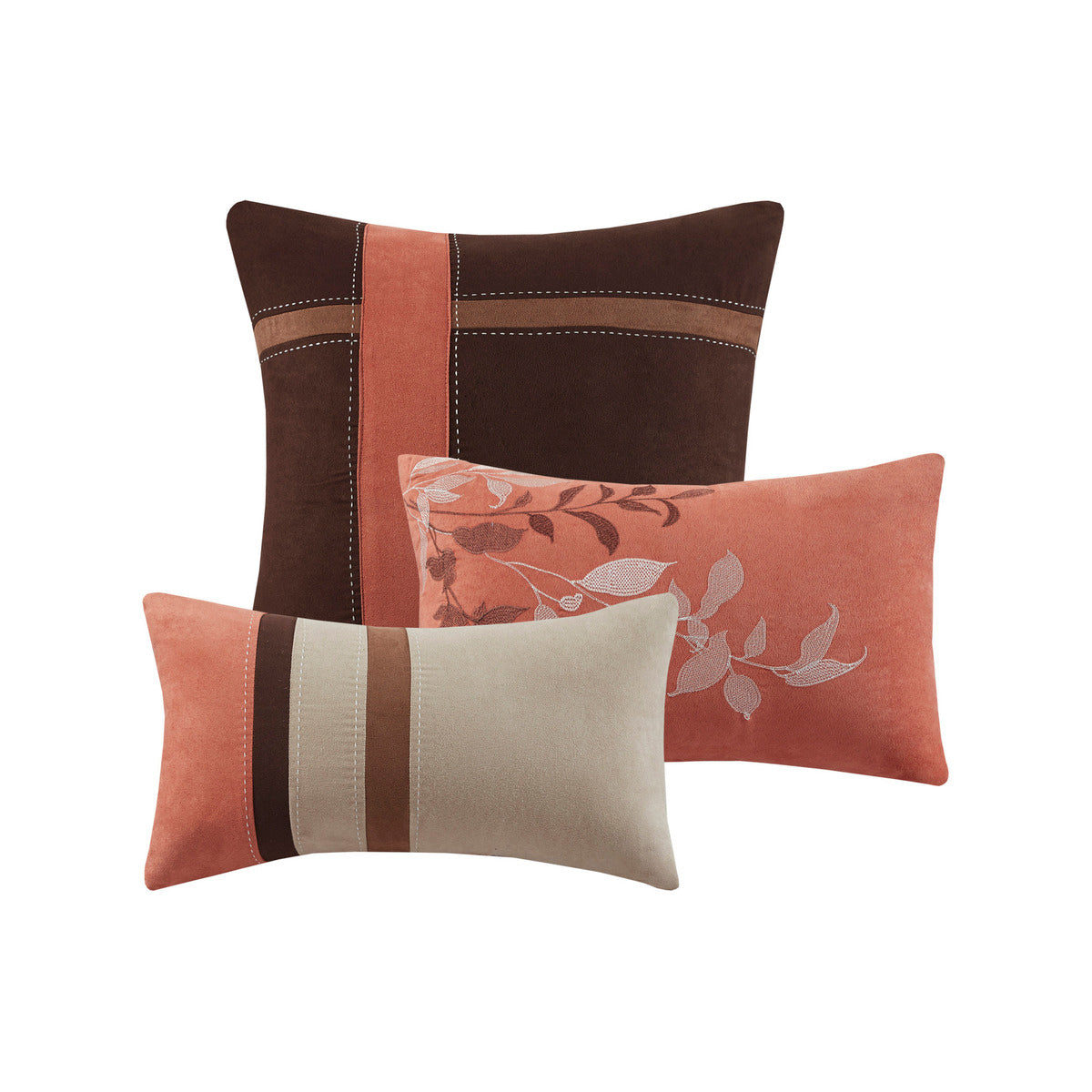 7 Piece Faux Suede Comforter Set Coral Cal King California King Coral Polyester
