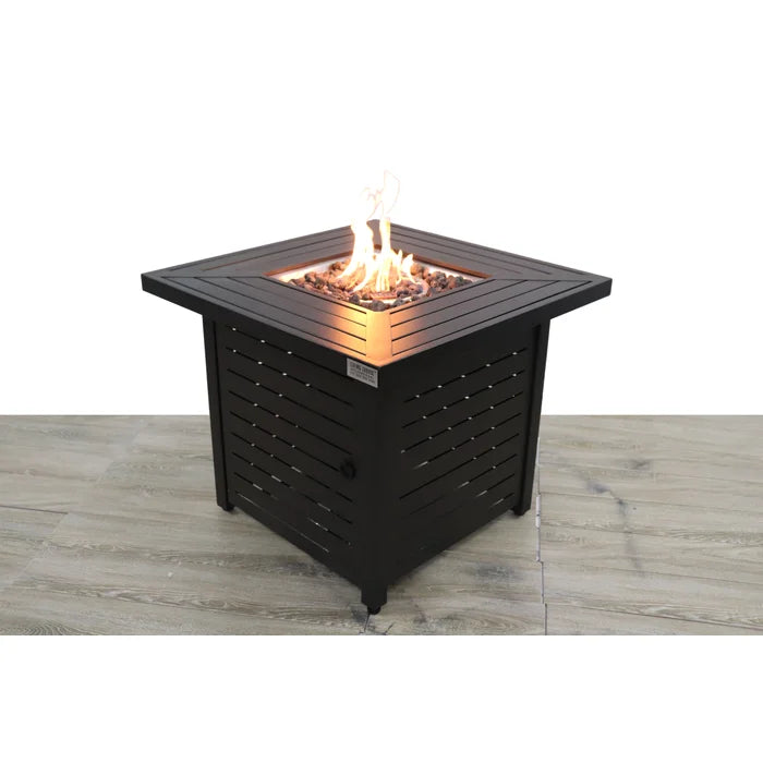 25'' H X 30'' W Steel Outdoor Fire Pit Table With Lid Black Garden & Outdoor Modern Stone Steel