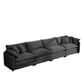Corduroy Sofamodern Upholstered 4 Seater Corduroy Fabric Sofaoffice Living Room Apartment Comfortable Sofa, Easy To Assemble With 2 Arm Pillows And 4 Throw Pillows Grey Corduroy 4 Seat